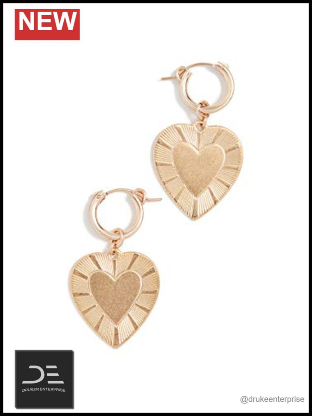 Women's Heart Huggie Earrings - 1.5in Length